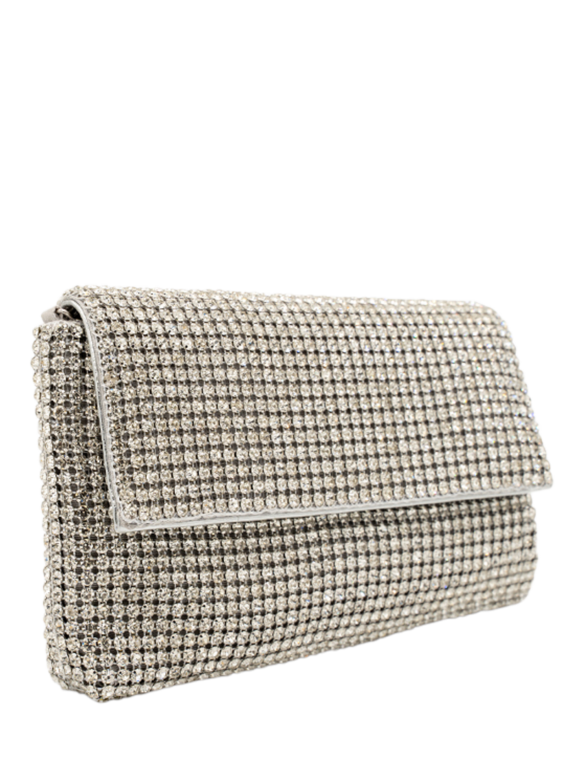 Product image 2 of 3, which shows Paradox London Donatella Crystal Embellished Clutch Bag, Silver