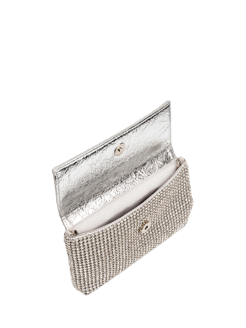 Product image 3 of 3, which shows Paradox London Donatella Crystal Embellished Clutch Bag, Silver