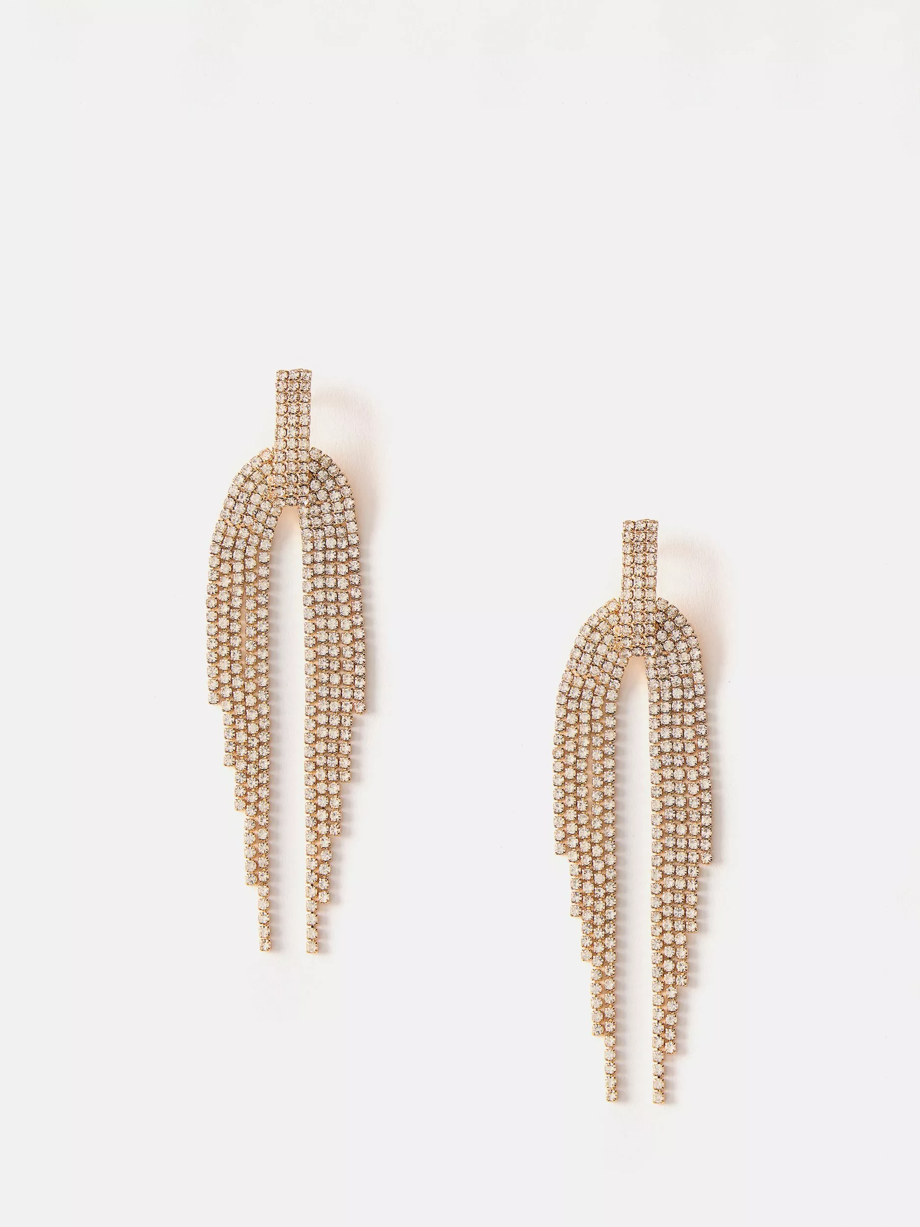 Mint Velvet Crystal Waterfall Statement Drop Earrings Gold