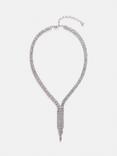 Mint Velvet Crystal Lariat Necklace, Silver