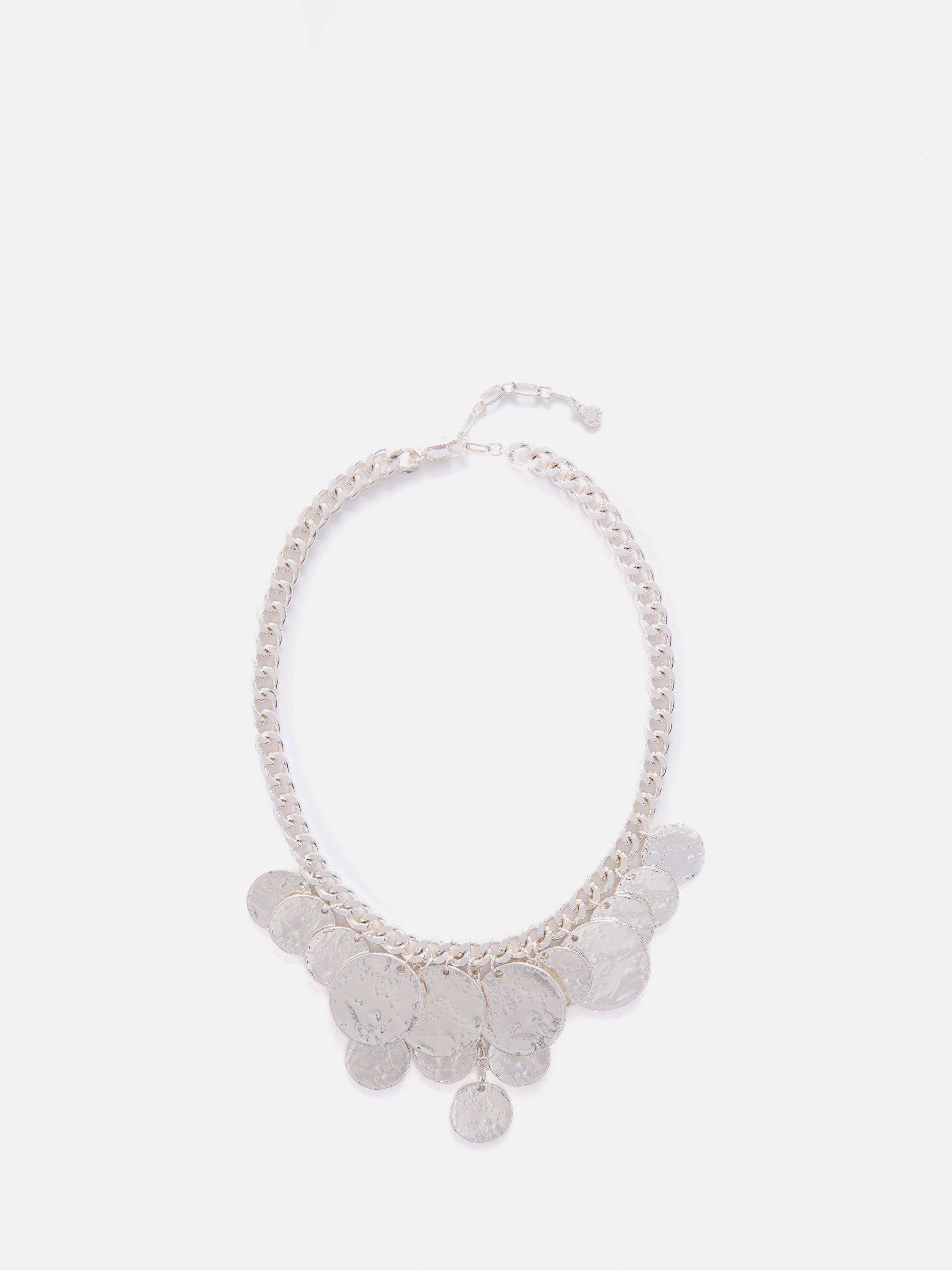 Mint Velvet Disc Statement Necklace, Silver