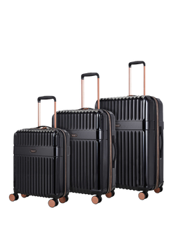 Rock Selene 8-Wheel Hard Shell Suitcase, Set of 3, Black