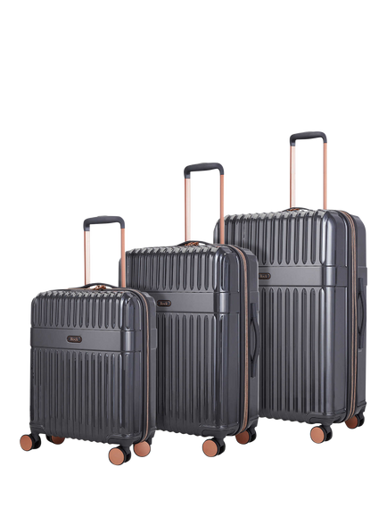 Rock Selene 8-Wheel Hard Shell Suitcase, Set of 3, Charcoal