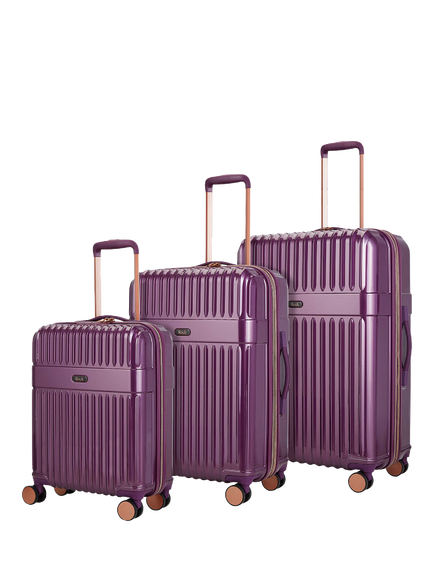 Rock Selene 8-Wheel Hard Shell Suitcase, Set of 3, Purple