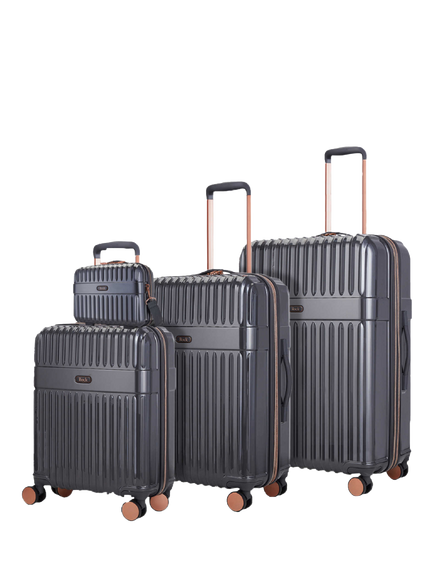 Rock Selene 8-Wheel Hard Shell Suitcase, Set of 4, Charcoal