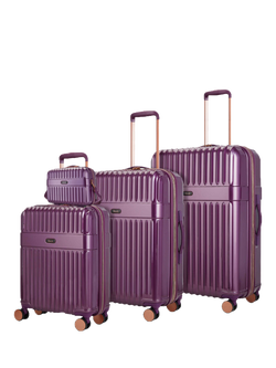 Rock Selene 8-Wheel Hard Shell Suitcase, Set of 4, Purple