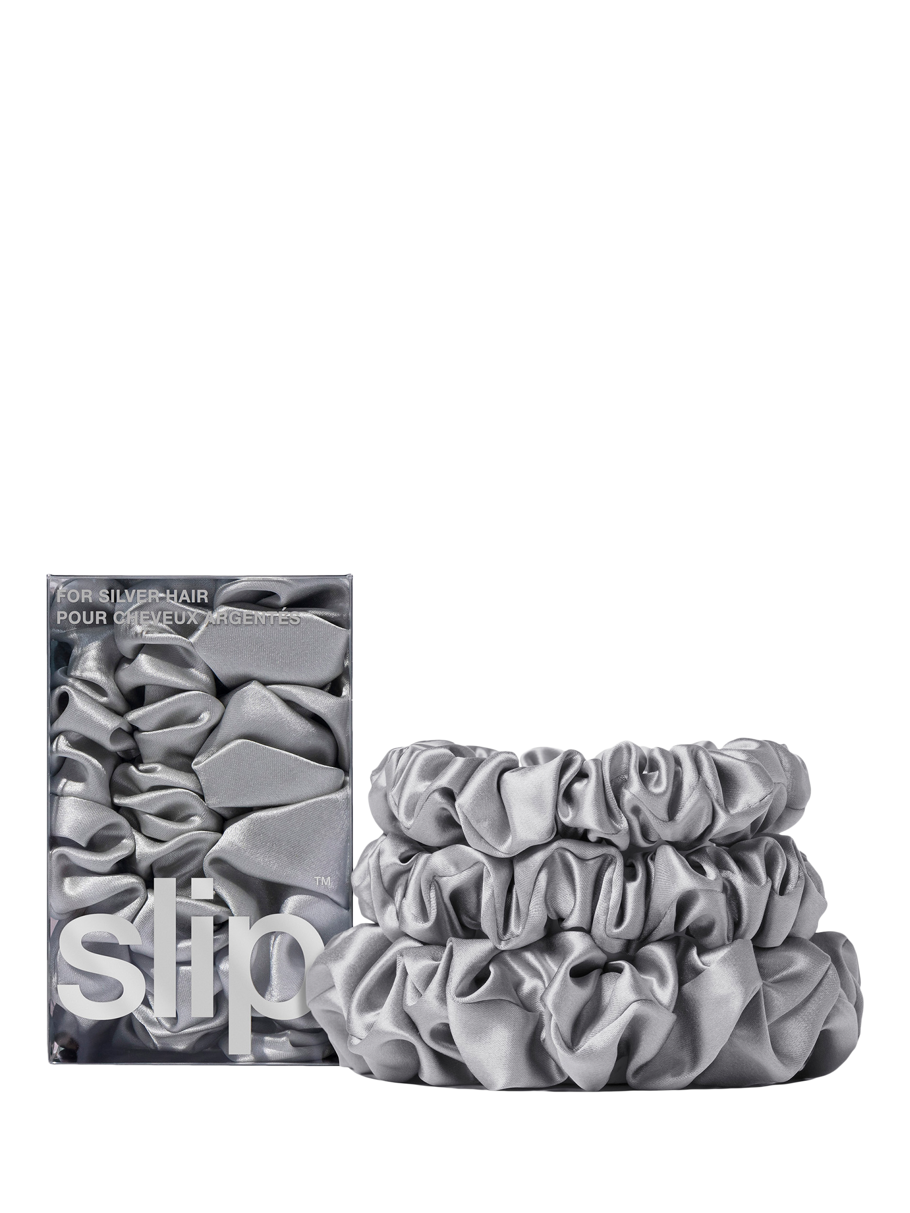 Product image 1 of 4, which shows Slip® Pure Silk Assorted Scrunchies, Silver