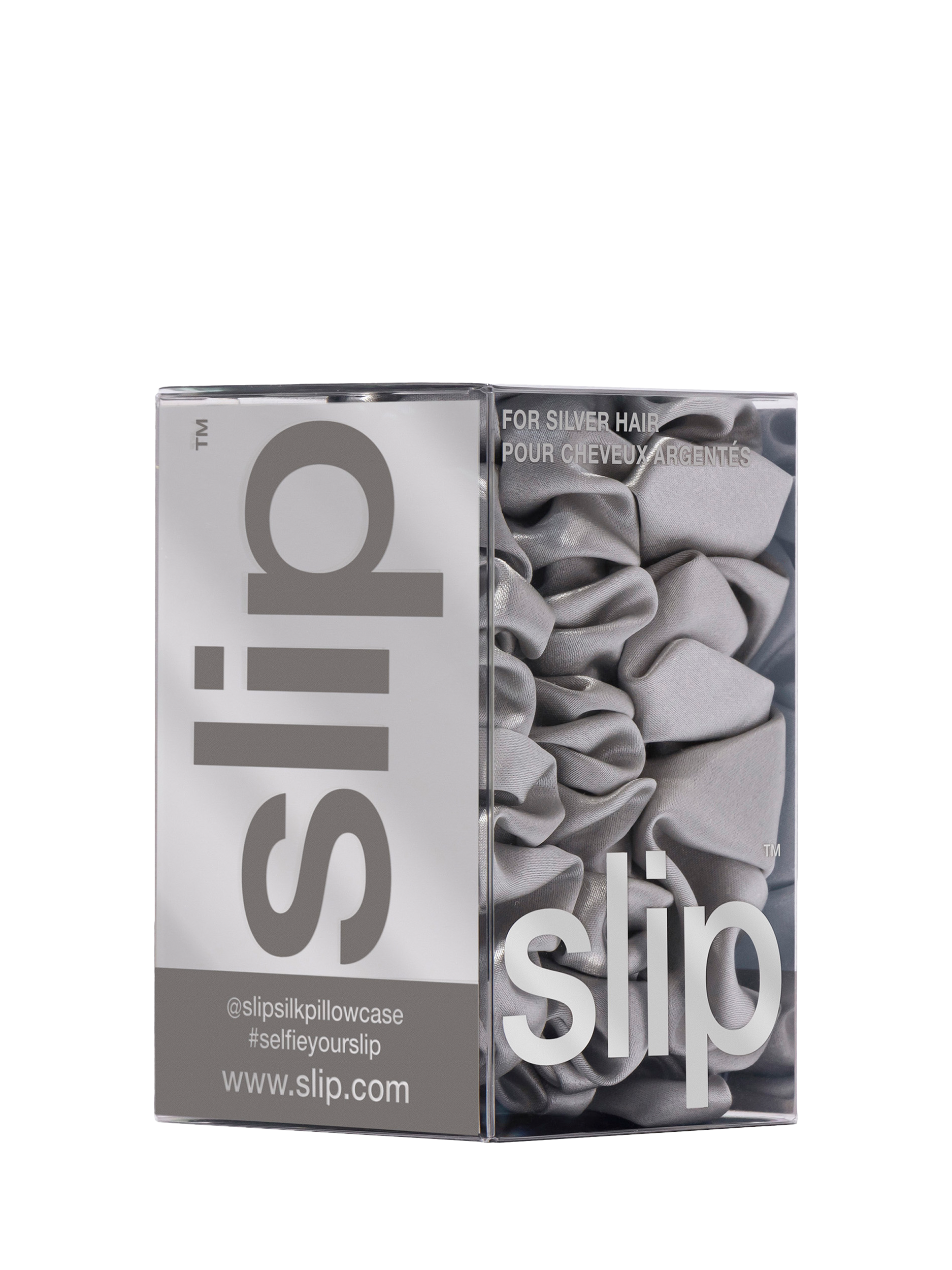 Product image 4 of 4, which shows Slip® Pure Silk Assorted Scrunchies, Silver