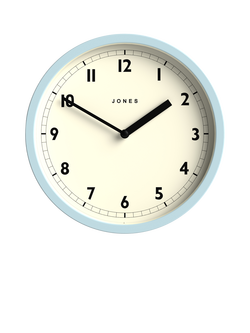 Jones Clocks Twist Round Analogue Wall Clock, 20cm, Clear Blue