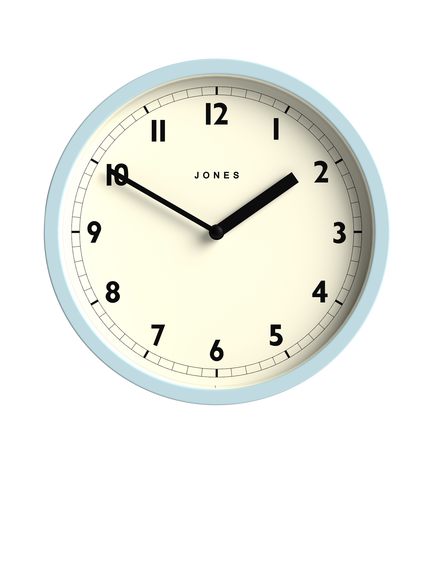 Jones Clocks Twist Round Analogue Wall Clock, 20cm, Clear Blue
