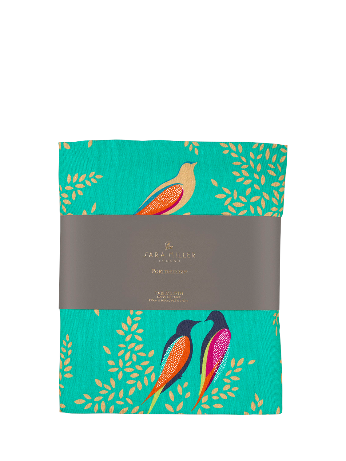 Sara Miller London Chelsea Birds Rectangular Cotton Tablecloth, 250 x 160cm, Green