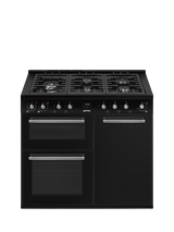 Smeg CX103GMBL Dual Fuel Gas Hob Range Cooker, Black