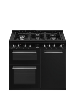 Smeg CX103GMBL Dual Fuel Gas Hob Range Cooker, Black, Black