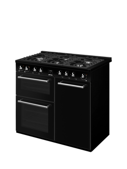 Smeg CX103GMBL Dual Fuel Gas Hob Range Cooker, Black - view 2, Black