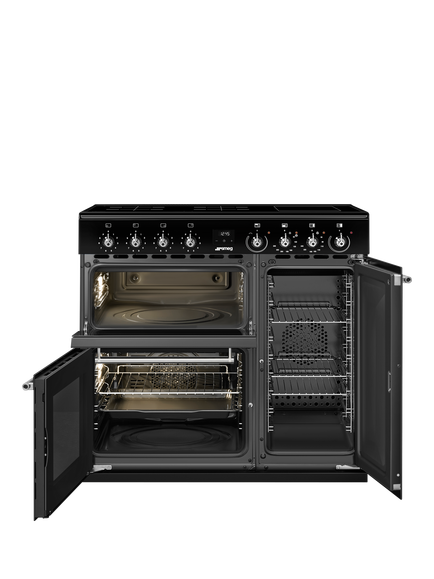 Smeg Concert CX93IMBL 90cm Induction Hob Range Cooker, Black - view 2, Black