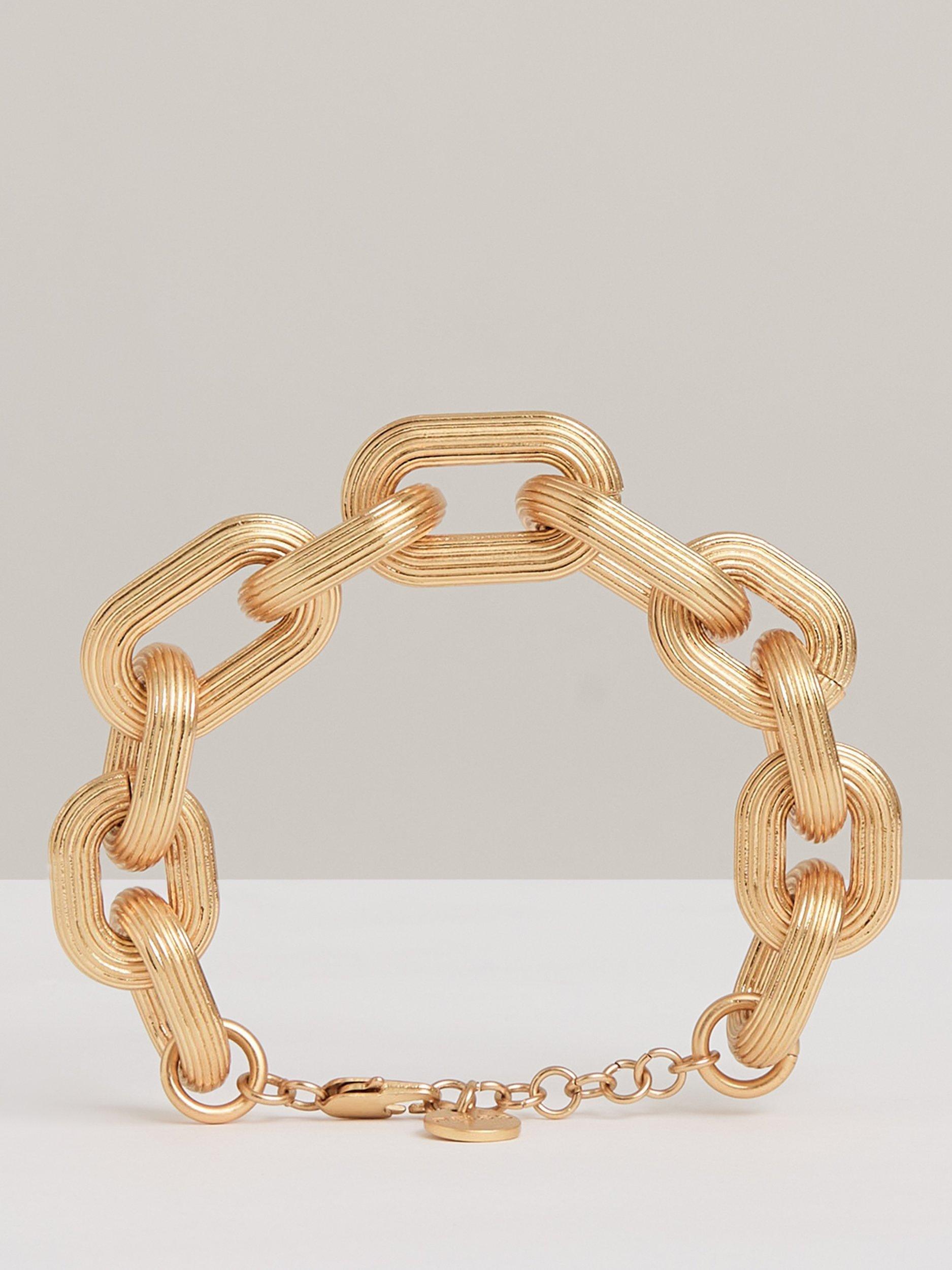 Product image 1 of 5, which shows Reiss Clara Contour Link Bracelet, Gold