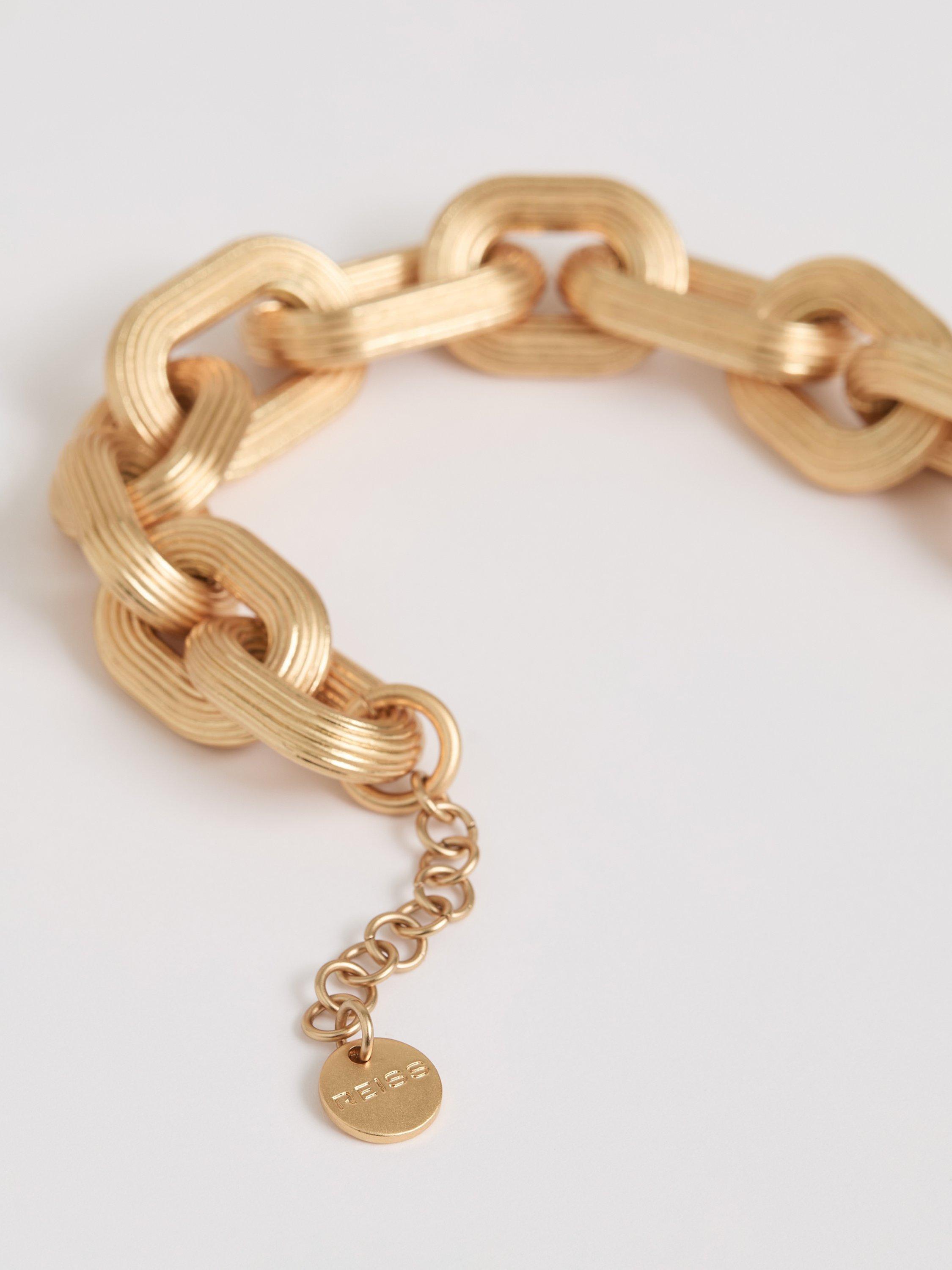 Product image 4 of 5, which shows Reiss Clara Contour Link Bracelet, Gold
