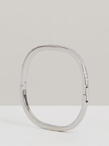 Reiss Myles Modern Crystal Cuff Bracelet, Silver