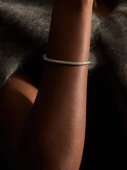 Reiss Myles Modern Crystal Cuff Bracelet - view 2, Silver