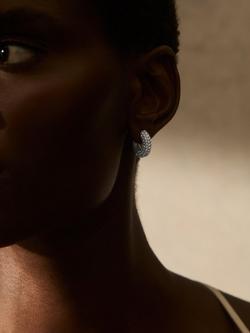 Reiss Amelia Pave Huggie Hoop Earrings - view 2, Silver