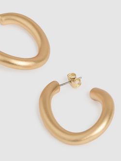 Reiss Freya Wave Hoop Earrings, Gold - view 2, Gold