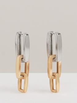 Reiss Gabriella Graphic Link Drop Earrings, Gold & Silver Tone