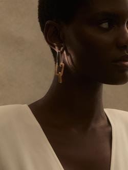 Reiss Gabriella Graphic Link Drop Earrings - view 2, Gold & Silver Tone
