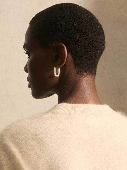 Reiss Grace Graphic Link Hoop Earrings, Gold - view 2, Gold