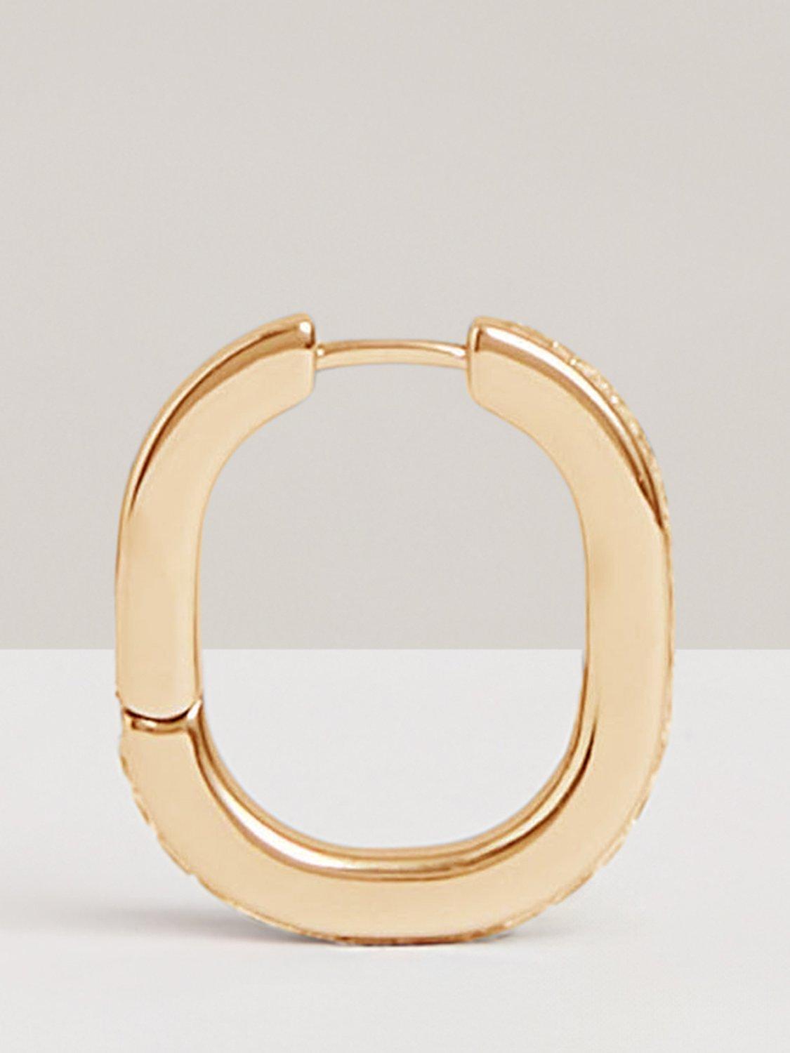 Product image 3 of 5, which shows Reiss Mia Modern Crystal Hoop Earrings, Gold