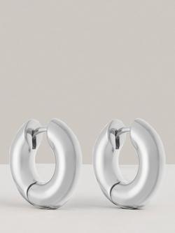 Reiss Olivia Plain Huggie Hoop Earrings, Silver
