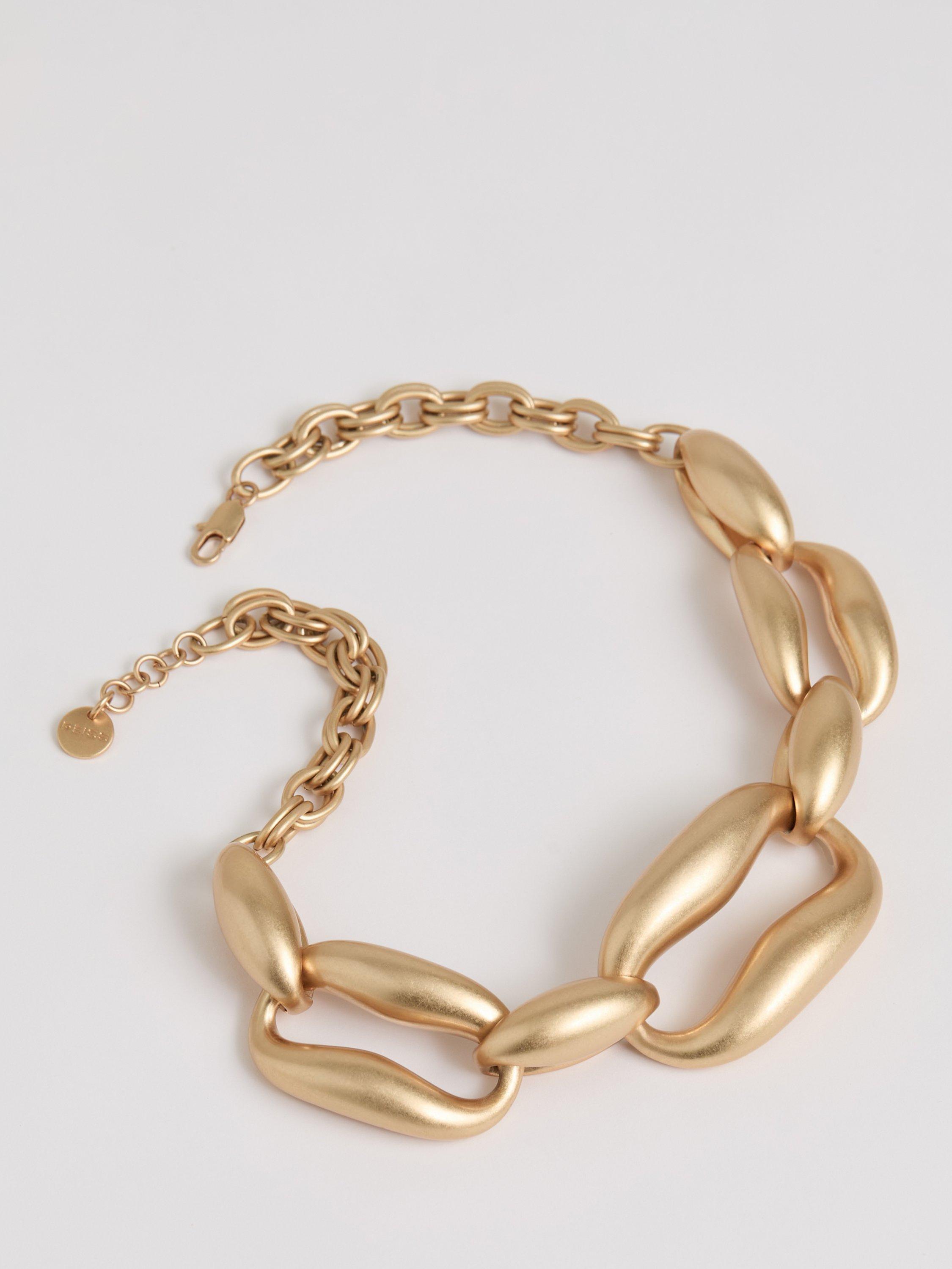 Product image 3 of 5, which shows Reiss Lydia Custom Link Necklace, Gold