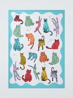 John Lewis Cats Cotton Tea Towel, Multi