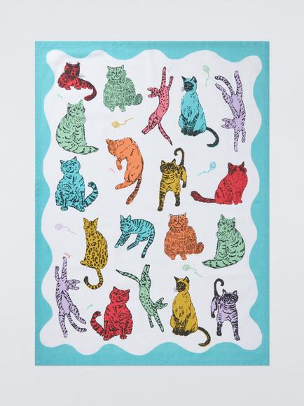 John Lewis Cats Cotton Tea Towel, Multi