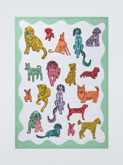 John Lewis Dogs Cotton Tea Towel, Multi