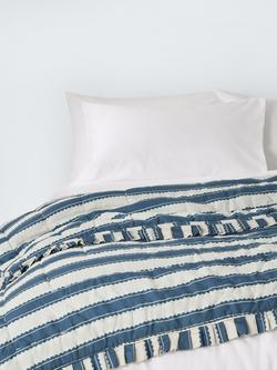 John Lewis x Sanderson Pinetum Quilted Frilled Bedspread, Blue