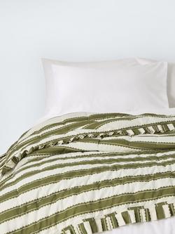 John Lewis x Sanderson Pinetum Quilted Frilled Bedspread, Green