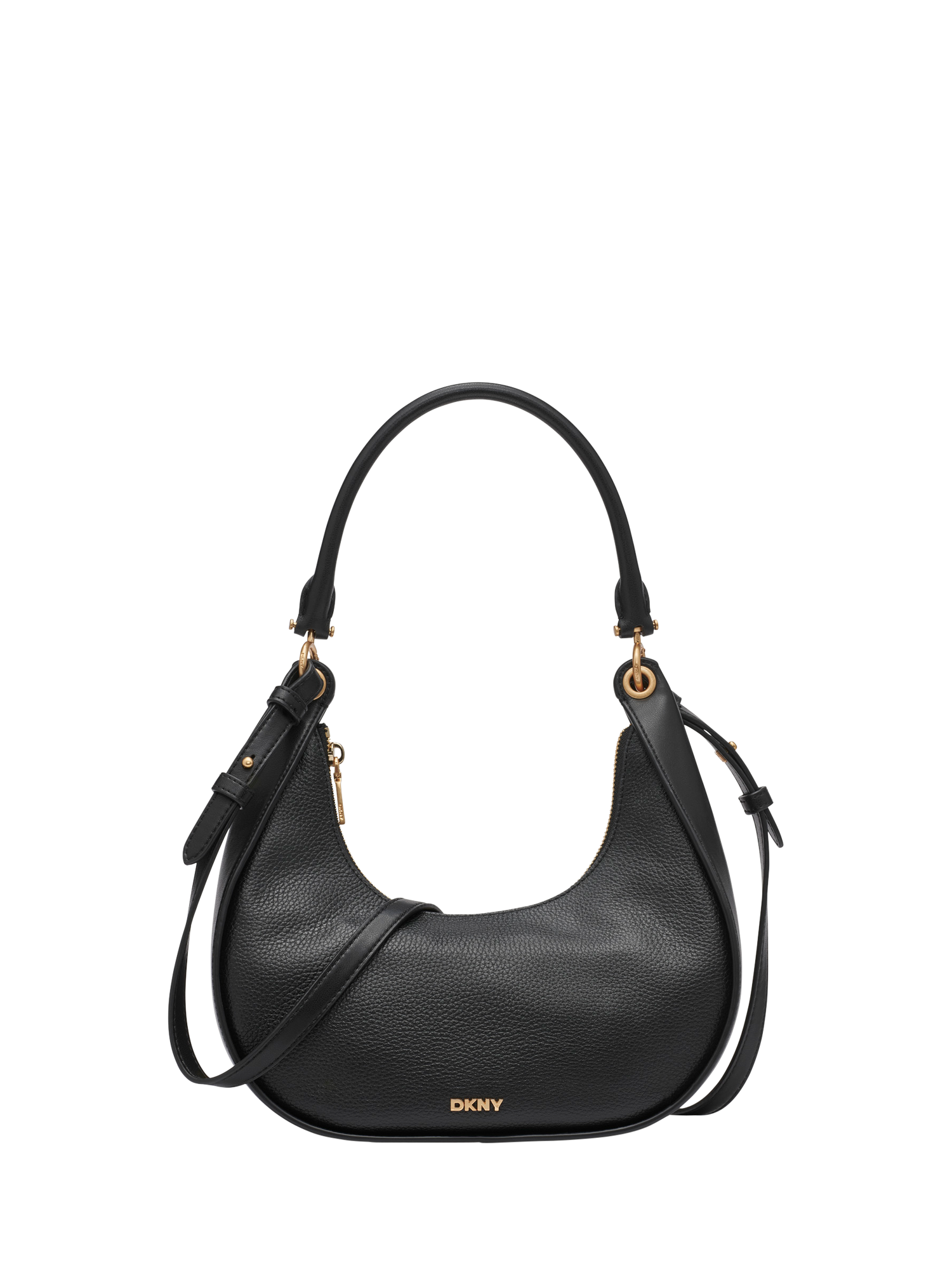 Product image 1 of 9, which shows DKNY Abby Hobo Leather Cross Body Bag, Black