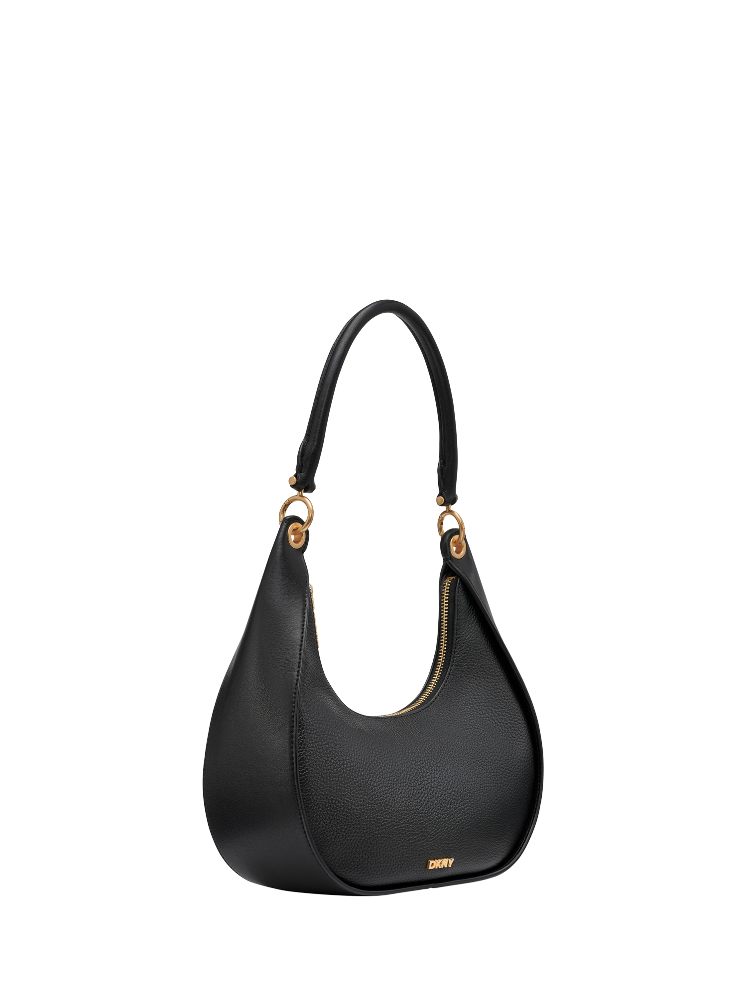 Product image 3 of 9, which shows DKNY Abby Hobo Leather Cross Body Bag, Black