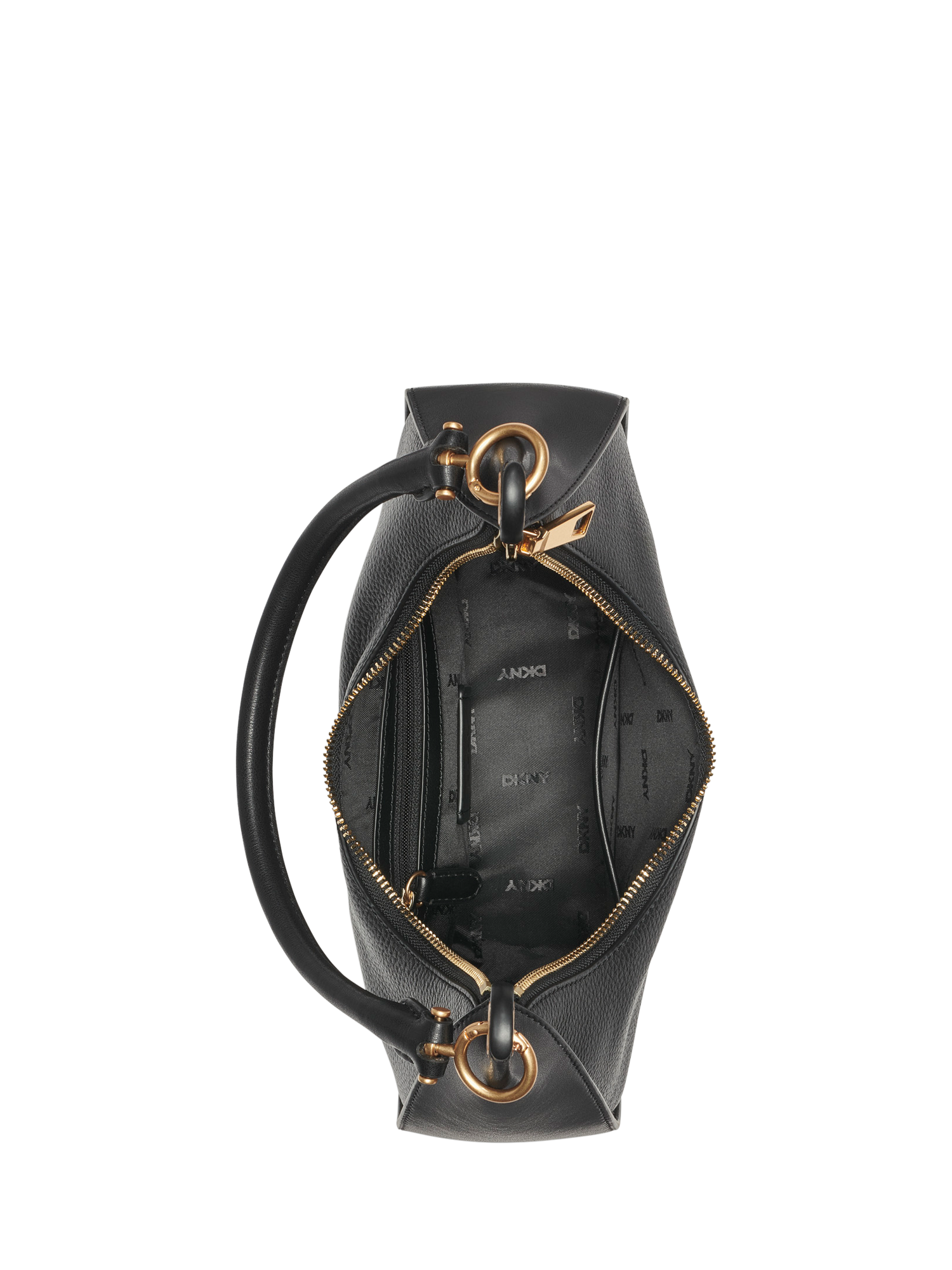 Product image 4 of 9, which shows DKNY Abby Hobo Leather Cross Body Bag, Black