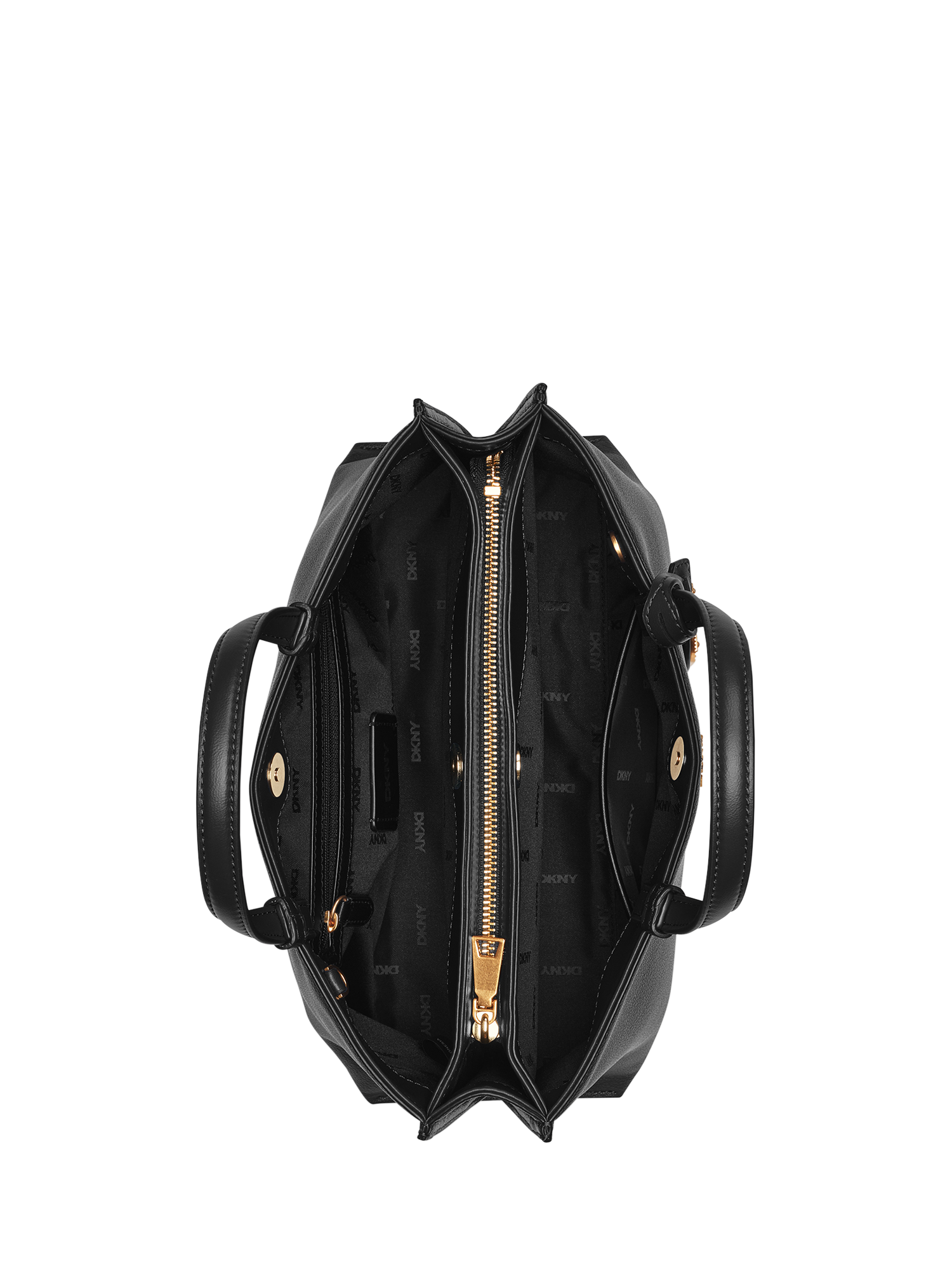 Product image 3 of 5, which shows DKNY Alya Leather Satchel, Black