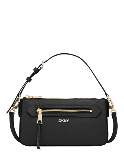 DKNY Bryant Avenue Leather Demi Cross Body Bag, Black, Black/Gold