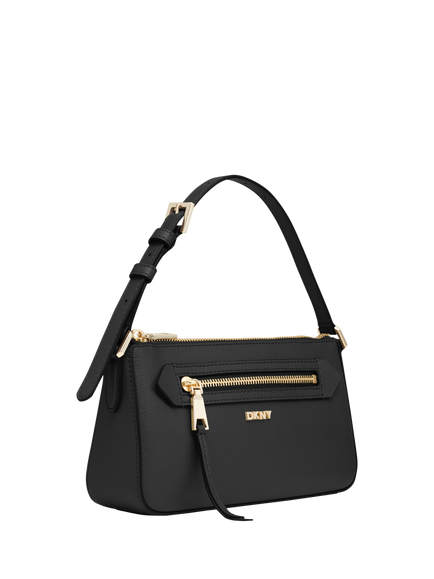 DKNY Bryant Avenue Leather Demi Cross Body Bag, Black - view 2, Black/Gold