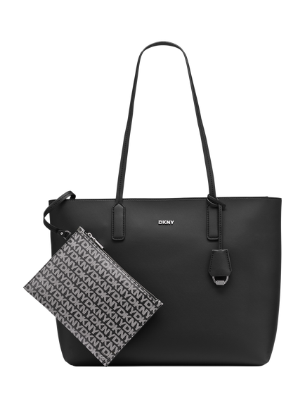 DKNY Saige Faux Leather Tote Bag, Black, Black