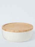 BIA Stoneware Serve Bowl with Bamboo Lid, 20.5cm, White/Natural