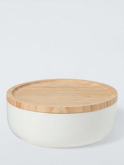 BIA Stoneware Serve Bowl with Bamboo Lid, 20.5cm, White/Natural, Multi
