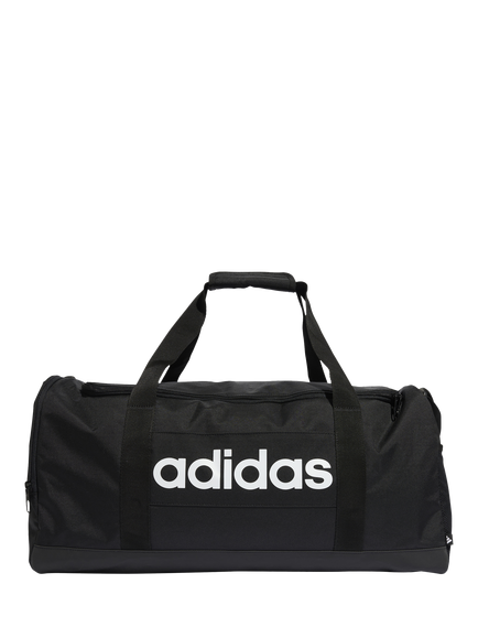 adidas Linear Duffel Bag, Medium, Black/Black/White, Black/Black/White