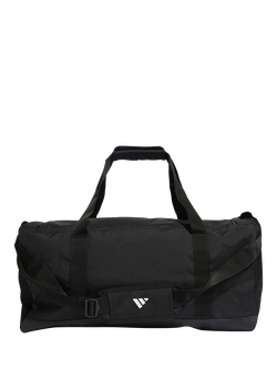 adidas Linear Duffel Bag, Medium, Black/Black/White - view 2, Black/Black/White