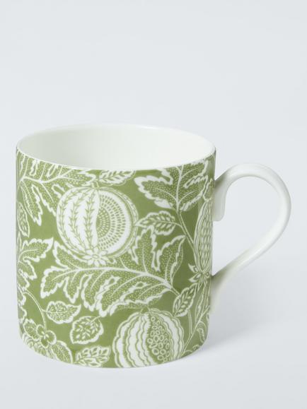 John Lewis x Sanderson Cantaloupe Bone China Mug, 360ml, Olive Green, Green Olive
