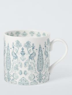 John Lewis x Sanderson Tamizart Bone China Mug, 360ml, Menai Blue, Blue Mid