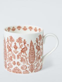 John Lewis x Sanderson Tamizart Bone China Mug, 360ml, Sienna, Red Dark
